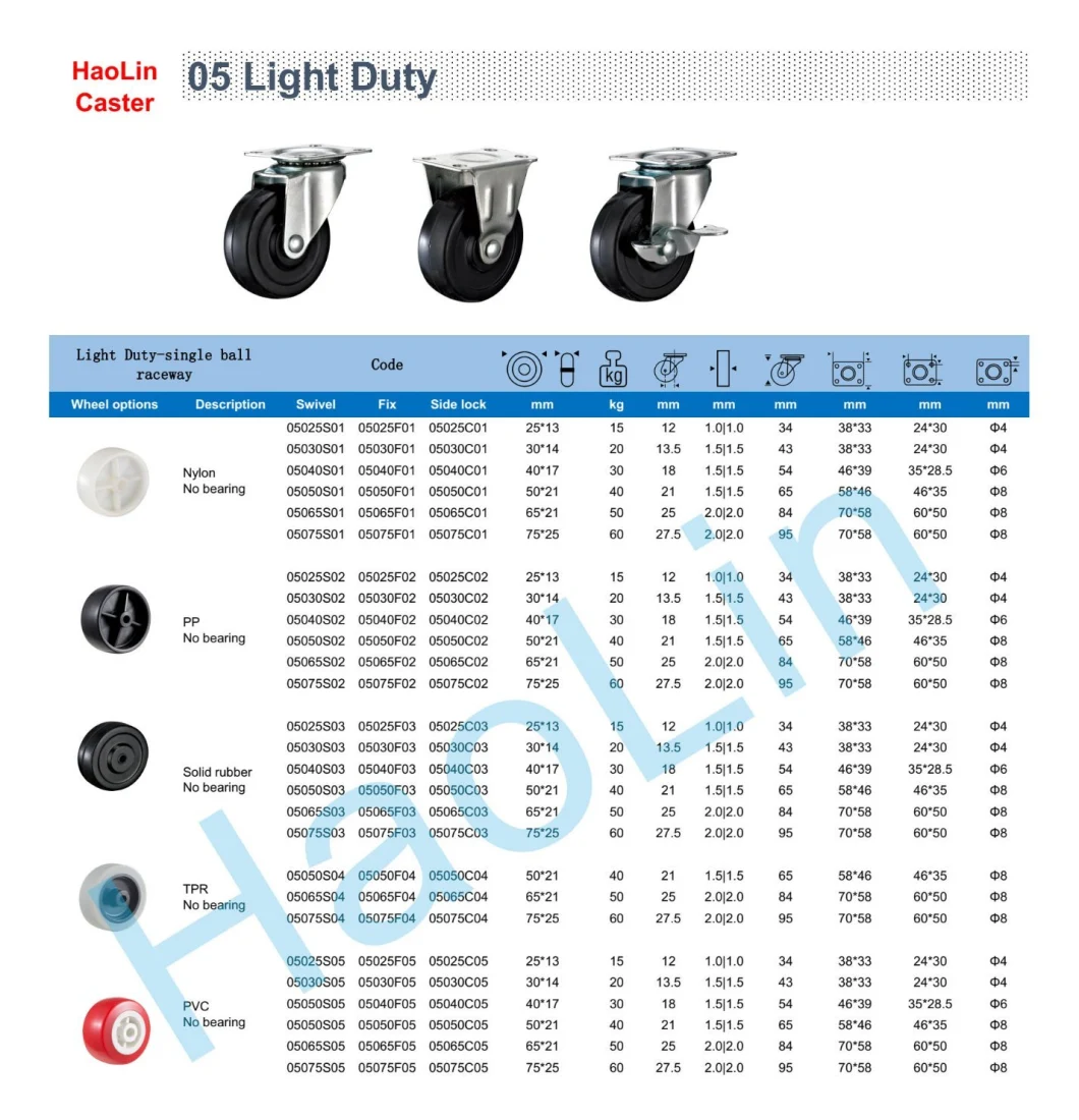 Nylon Light Duty Rigid Caster Wheel