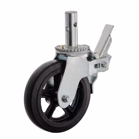 Регулируемый по высоте промышленный сверхмощный черный резиновый ролик для лесов