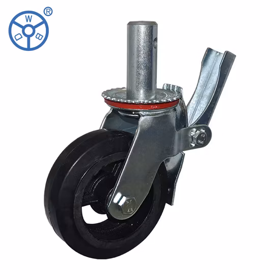 Wbd 6 8-дюймовый двойной шарикоподшипник, поворотная головка, промышленные леса, литейное колесо, чугунный сердечник, черные резиновые колеса